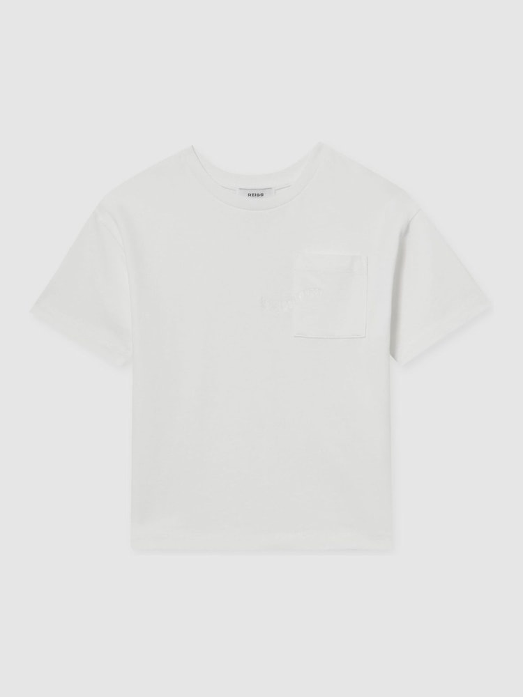 Reiss Off White Tane Cotton Palm-Embroidery Oversize T-Shirt - Image 2 of 5