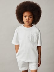 Reiss Off White Tane Cotton Palm-Embroidery Oversize T-Shirt - Image 3 of 5