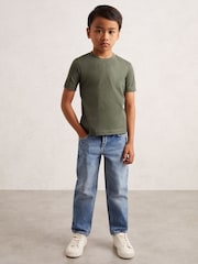 Reiss Dark Sage Bless Cotton Crew-Neck T-Shirt - Image 1 of 4