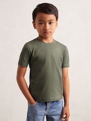 Reiss Dark Sage Bless Cotton Crew-Neck T-Shirt - Image 3 of 4