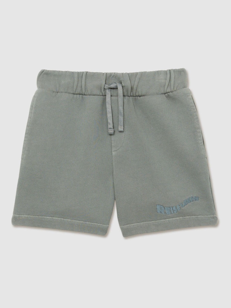 Reiss Washed Sage Perry Cotton Brand-Embroidered Shorts - Image 2 of 4