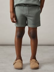 Reiss Washed Sage Perry Cotton Brand-Embroidered Shorts - Image 3 of 4