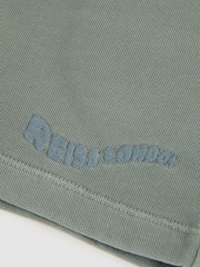 Reiss Washed Sage Perry Cotton Brand-Embroidered Shorts - Image 4 of 4