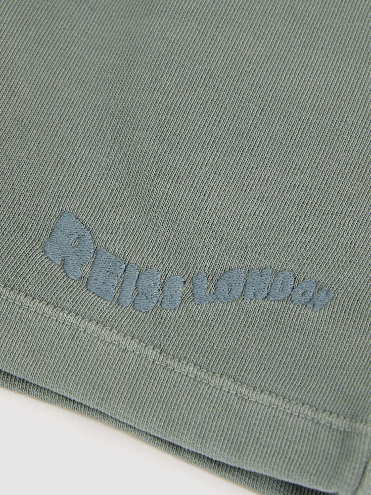 Reiss Washed Sage Perry Cotton Brand-Embroidered Shorts - Image 4 of 4