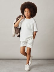 Off White - Reiss Perry Cotton Brand-Embroidered Shorts - Imagen 2 de 5
