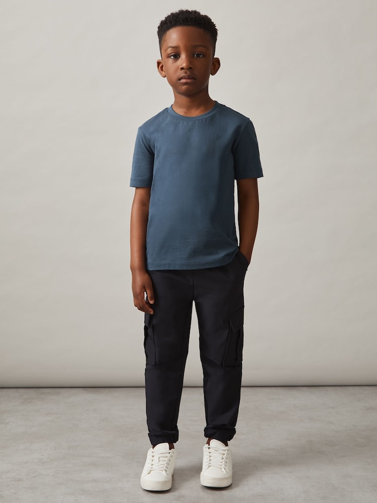 Reiss Ocean Blue Bless Cotton Crew-Neck T-Shirt - Image 1 of 4