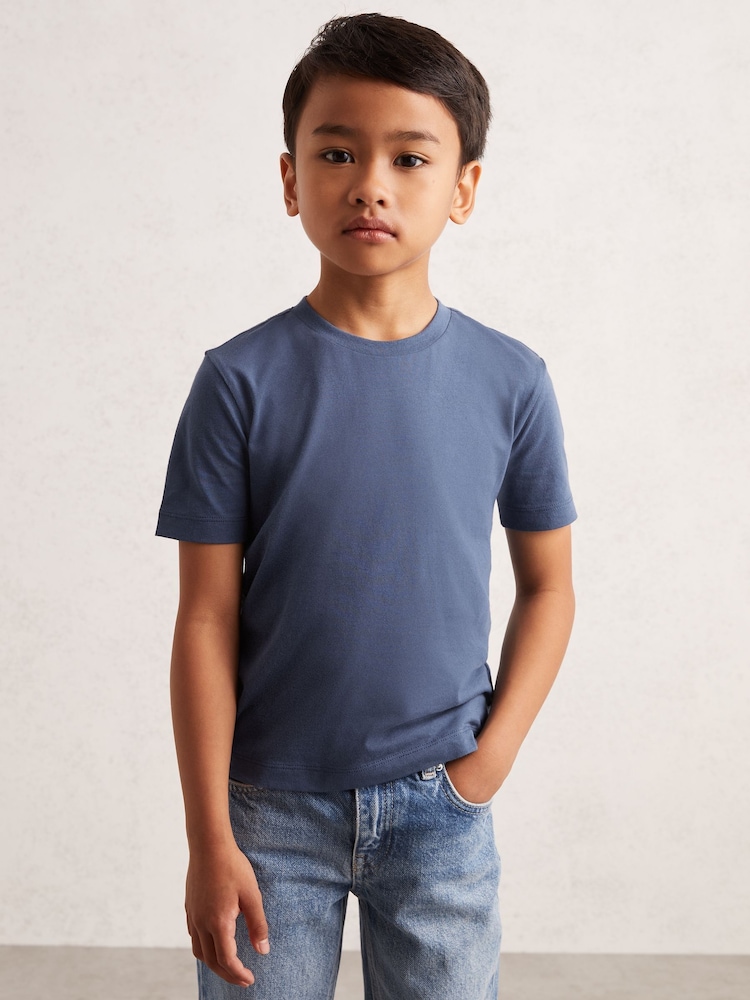 Reiss Ocean Blue Bless 9-13 yrs Crew Neck T-Shirt - Image 1 of 4 Reiss Ocean Blue Bless 9-13 yrs Crew Neck T-Shirt - Image 1 of 4