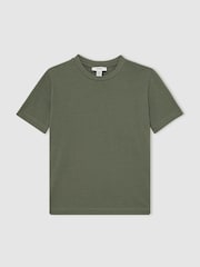 Reiss Dark Sage Bless Cotton Crew-Neck T-Shirt - Image 2 of 4
