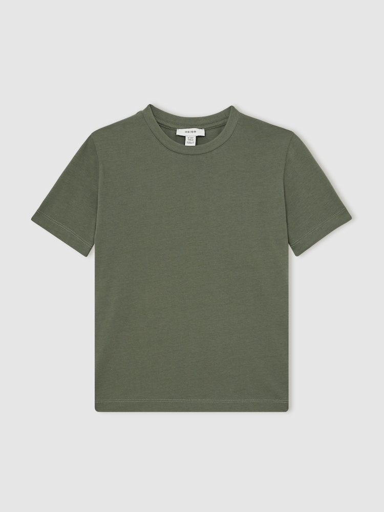 Reiss Dark Sage Bless Cotton Crew-Neck T-Shirt - Image 2 of 4