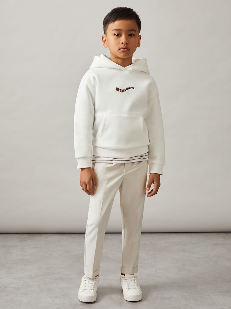 Reiss Off White Manilla 3-9 yrs Cotton-Blend Palm-Embroidered Hoodie - Image 3 of 5