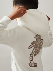 Reiss Manilla Cotton-Blend Palm-Embroidered Hoodie - Imagen 4 de 5