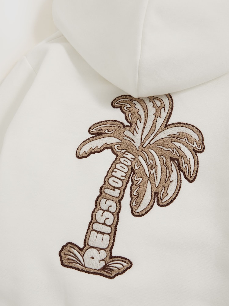 Reiss Manilla Cotton-Blend Palm-Embroidered Hoodie - Imagen 5 de 5