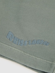 Washed Sage - Reiss Perry Cotton Brand-Embroidered Shorts - Imagen 4 de 4