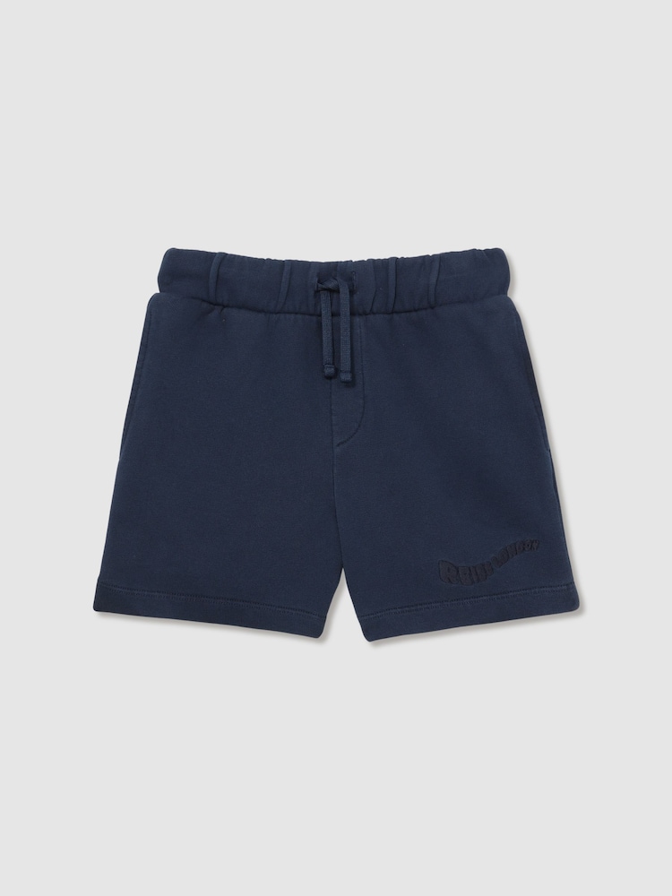 Azul marino descolorido - Reiss Perry Cotton Brand-Embroidered Shorts - Imagen 1 de 4