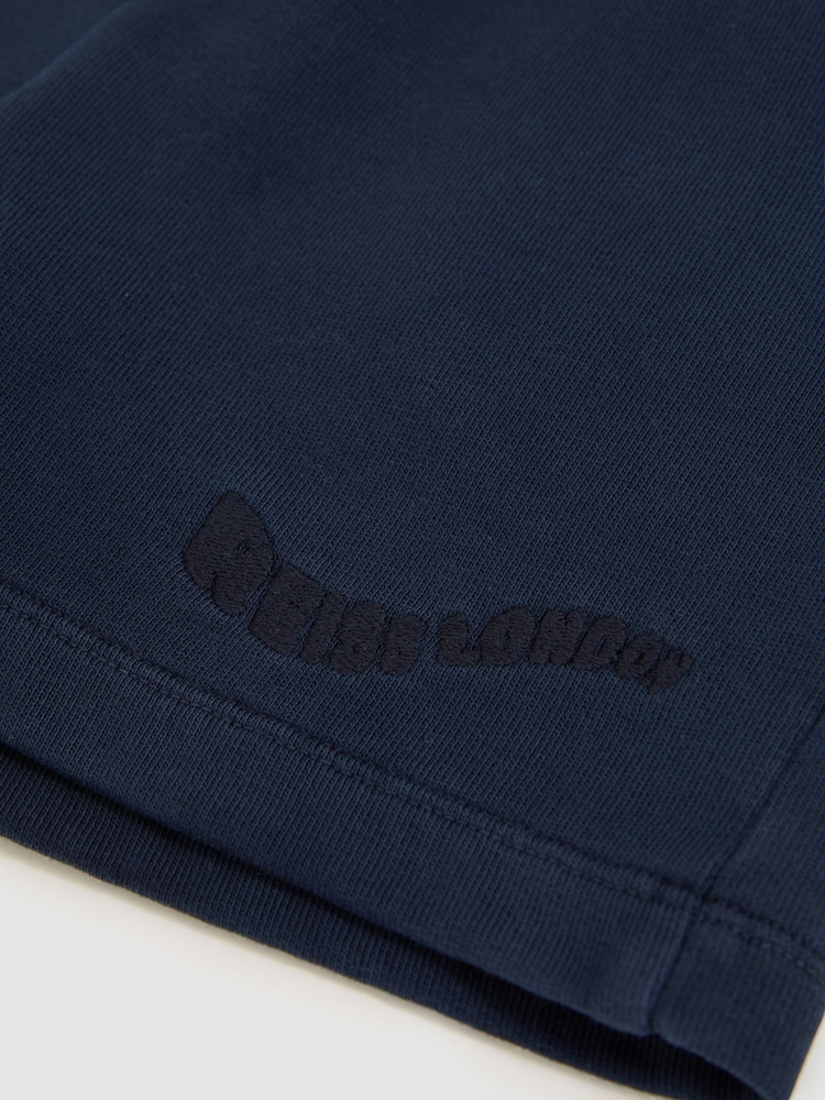 Azul marino descolorido - Reiss Perry Cotton Brand-Embroidered Shorts - Imagen 4 de 4