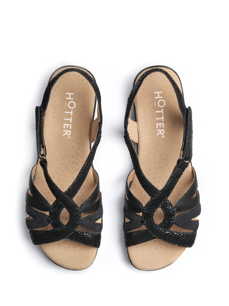 Hotter Black Regular Fit Flare Touch-Fastening Sandals - Image 4 of 4