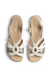 Hotter Natural Wide Fit Flare Touch-Fastening Sandals - Image 1 of 4