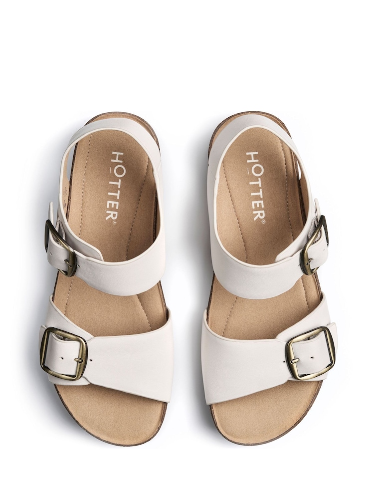 Hotter White Wide Fit Tourist II Buckle Sandals - Image 4 of 4