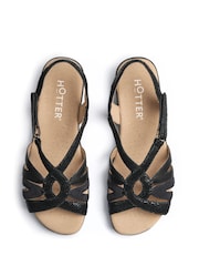 Hotter Black Wide Fit Flare Touch-Fastening Sandals - Image 4 of 4