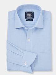 The Savile Row Company Blue Textured 100% Cotton Classic Fit Single Cuff Formal Shirt - Image 1 of 3