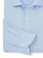 The Savile Row Company Blue Textured 100% Cotton Classic Fit Single Cuff Formal Shirt - Image 2 of 3