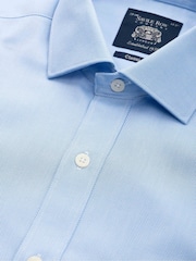 The Savile Row Company Blue Textured 100% Cotton Classic Fit Single Cuff Formal Shirt - Image 3 of 3