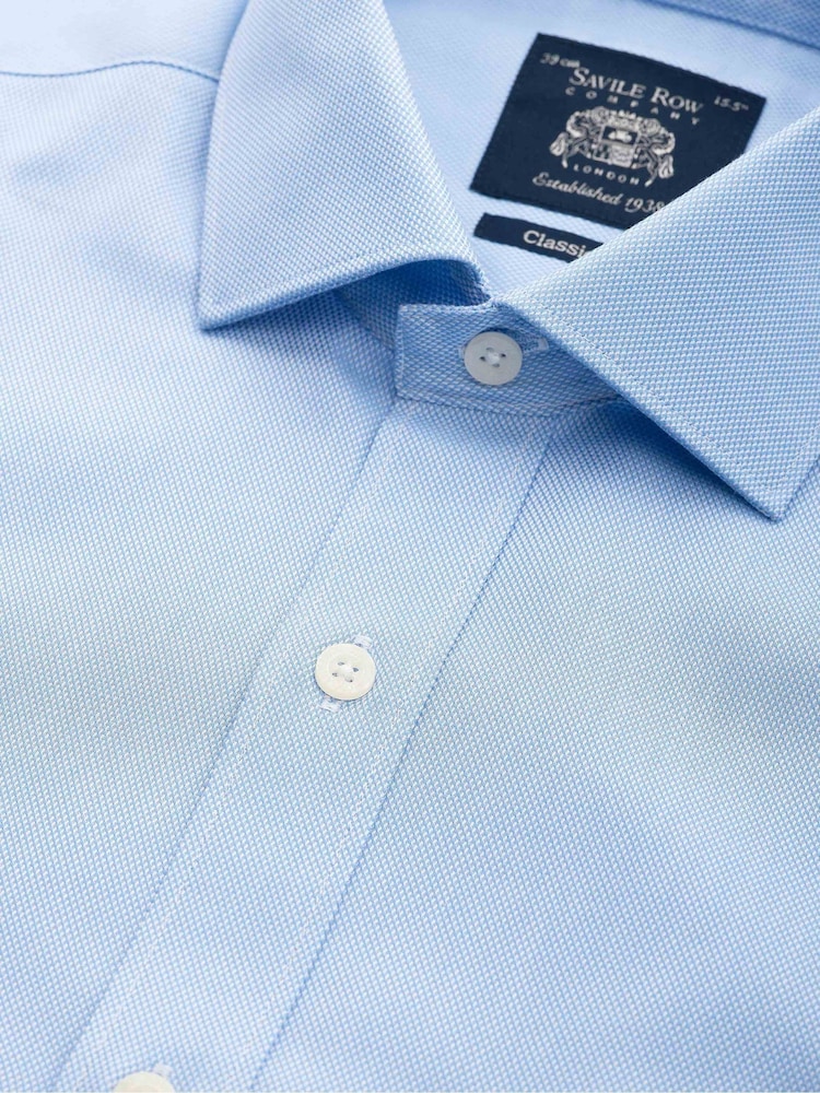 Savile Row Company Classic Fit Blue Texured Cotton Dobby Single Cuff Formal Shirt - Image 3 of 3 Savile Row Company Classic Fit Blue Texured Cotton Dobby Single Cuff Formal Shirt - Image 3 of 3
