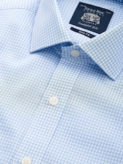 The Savile Row Company Slim Fit Blue Gingham Check Single Cuff Formal 100% Cotton Shirt - Изображение 2 из 3