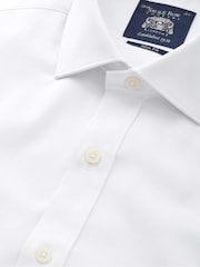 The Savile Row Company Slim Fit Textured 100% Cotton Double Cuff Formal White Shirt - Image 2 of 3