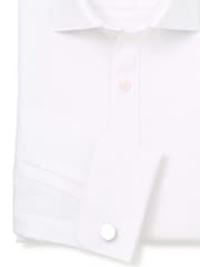 Savile Row Company White Slim Fit Cotton Dobby Double Cuff Formal Shirt - Image 5 of 5
