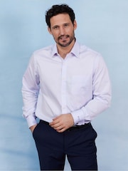 The Savile Row Company Purple Twill Classic Fit Double Cuff Formal 100% Cotton Shirt - Image 1 of 3
