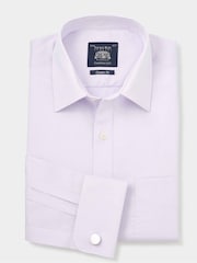 The Savile Row Company Purple Twill Classic Fit Double Cuff Formal 100% Cotton Shirt - Image 2 of 3