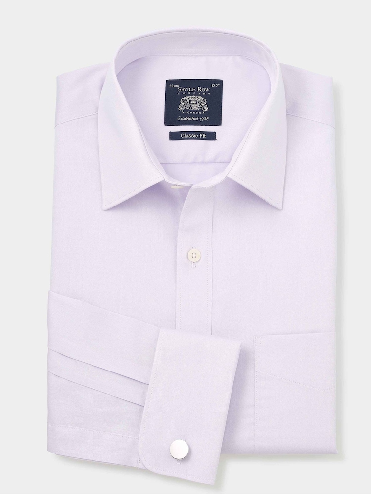 The Savile Row Company Purple Twill Classic Fit Double Cuff Formal 100% Cotton Shirt - Image 2 of 3