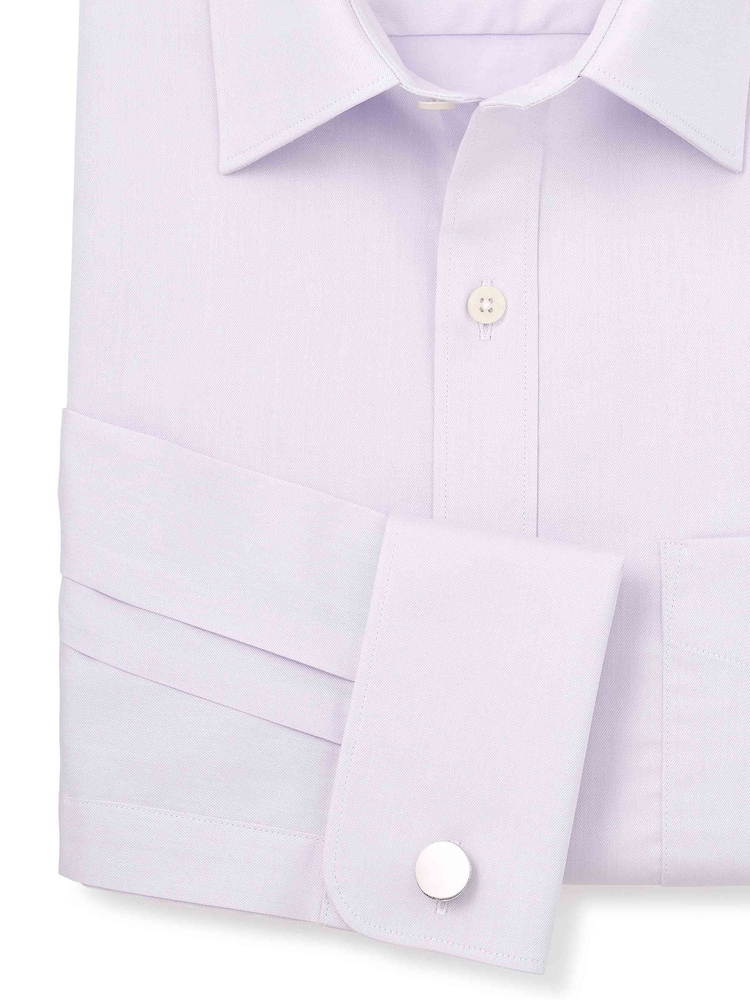 The Savile Row Company Purple Twill Classic Fit Double Cuff Formal 100% Cotton Shirt - Image 3 of 3