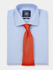 The Savile Row Company Slim Fit Blue Textured 100% Cotton Double Cuff Formal Shirt - Image 1 of 3
