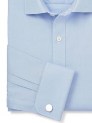 The Savile Row Company Slim Fit Blue Textured 100% Cotton Double Cuff Formal Shirt - Image 2 of 3
