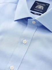 The Savile Row Company Slim Fit Blue Textured 100% Cotton Double Cuff Formal Shirt - Image 3 of 3