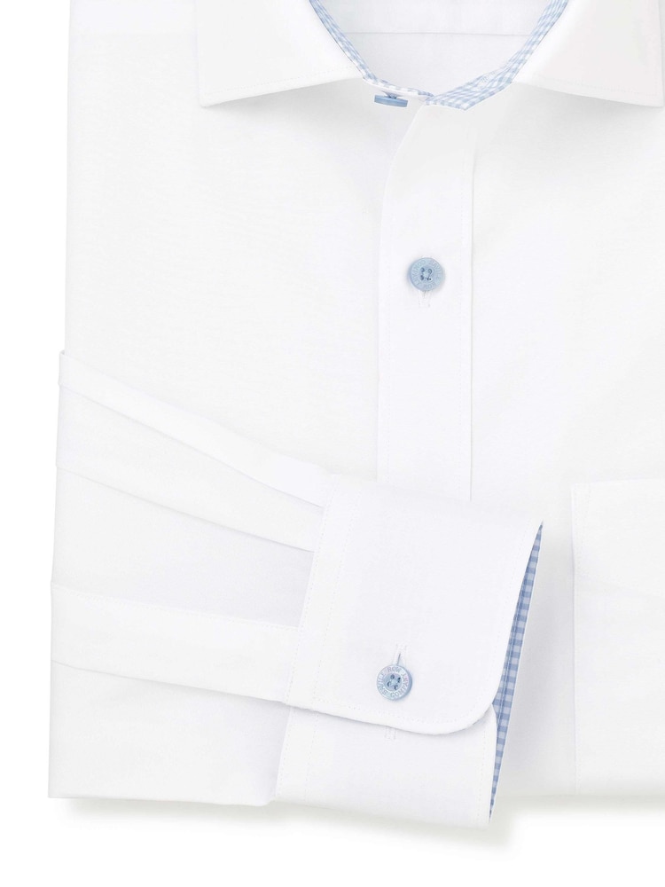 Savile Row Company Classic Fit 100% Cotton Poplin Single Cuff Formal White Shirt - Image 3 of 3 Savile Row Company Classic Fit 100% Cotton Poplin Single Cuff Formal White Shirt - Image 3 of 3