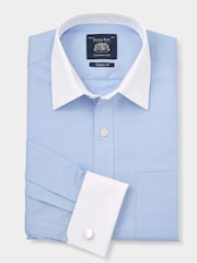 The Savile Row Company Blue Textured 100% Cotton Classic Fit Winchester Formal Shirt - Image 1 of 3