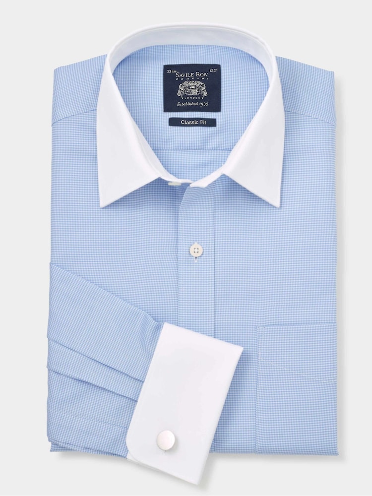 The Savile Row Company Blue Textured 100% Cotton Classic Fit Winchester Formal Shirt - Image 1 of 3