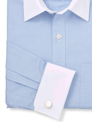 The Savile Row Company Blue Textured 100% Cotton Classic Fit Winchester Formal Shirt - Image 3 of 3
