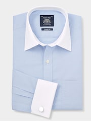 The Savile Row Company Blue 100% Cotton Prince of Wales Check Classic Fit Winchester Shirt - Image 1 of 3