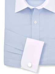 The Savile Row Company Blue 100% Cotton Prince of Wales Check Classic Fit Winchester Shirt - Image 3 of 3