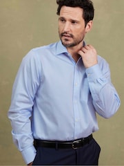 The Savile Row Company Blue Striped Classic Fit 100% Cotton Single Cuff Formal Shirt - Image 1 of 4