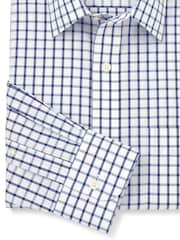 The Savile Row Company Blue 100% Cotton Check Classic Fit Non-Iron Single Cuff Formal Shirt - Image 4 of 4