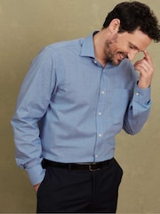 The Savile Row Company Blue 100% Cotton Prince of Wales Check Classic Fit Formal Shirt - Image 1 of 3