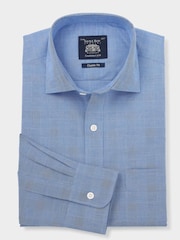 The Savile Row Company Blue 100% Cotton Prince of Wales Check Classic Fit Formal Shirt - Image 2 of 3