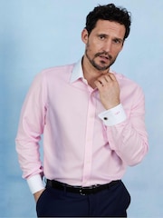 The Savile Row Company Pink Textured 100% Cotton Classic Fit Winchester Formal Shirt - Image 1 of 4