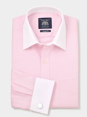 The Savile Row Company Pink Textured 100% Cotton Classic Fit Winchester Formal Shirt - Image 2 of 4