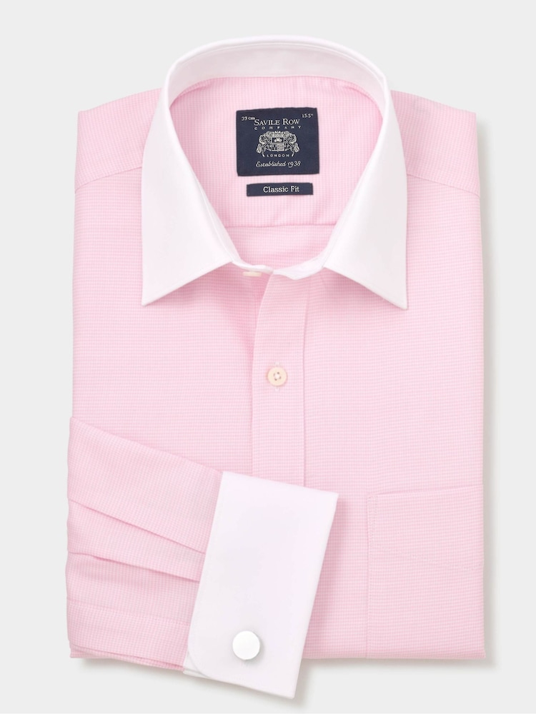 The Savile Row Company Pink Textured 100% Cotton Classic Fit Winchester Formal Shirt - Image 2 of 4